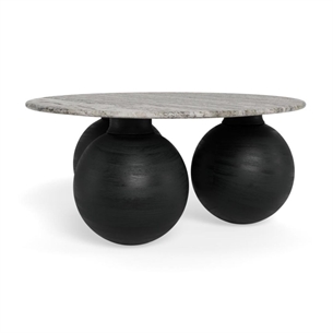 Konya sofabord, sort/marmor - Ø 95 cm