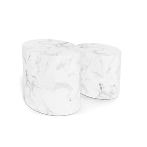 Mice sofabordssæt, hvid marmorlook, sæt med 2 stk.