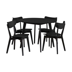 Roxby spisebordssæt m/4 stole, sort