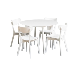 Roxby spisebordssæt m/4 stole, hvid