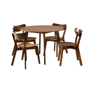 Roxby spisebordssæt m/4 stole, valnødfiner