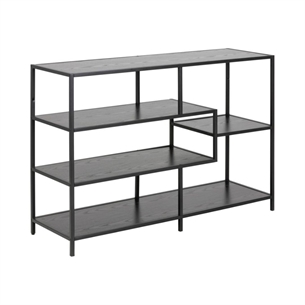 Seaford reol, 4 hylder sort ask ru melamin