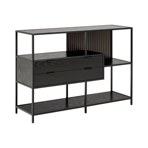 Seaford reol, 3 hylder sort ask ru melamin