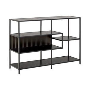 Seaford reol, 4 hylder sort ask ru melamin