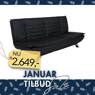 Faith Sovesofa – Sort PU Læderlook & Krom Stel