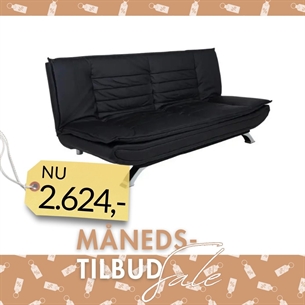 Faith Sovesofa – Sort PU Læderlook & Krom Stel