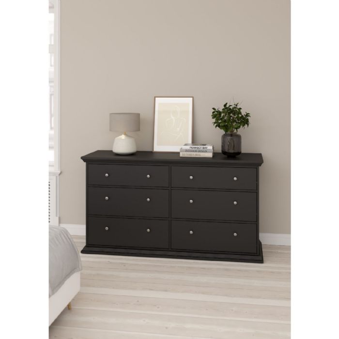 North Dobbelt kommode 6 skuffer - Matt Black 