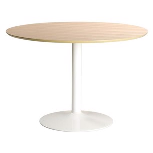 Ibiza  - Rundt Spisebord i egefiner og hvidlakeret sokkel - Ø 110 Højde 74 cm.