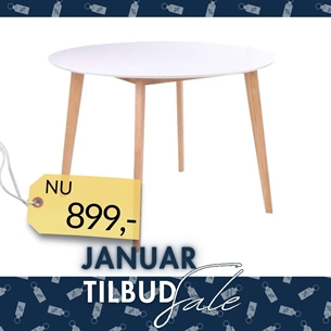 Vojens Spisebord – Hvid Bordplade & Natur Træben