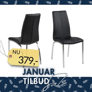 Asama Spisebordsstol – Sort PU & Krom Stel