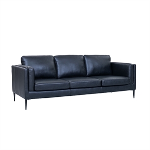 Valencia 3 Seater Black Leather