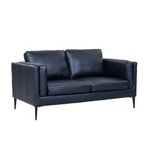 Valencia 2 Seater Black Leather