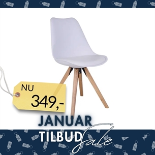 Bergen Spisebordsstol – Hvid Plastskal & Træben