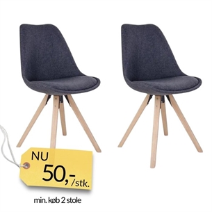 Bergen stol med hynde - Grå (OBS: 2 stk. tilbage - SKAL AFHENTES I HORSENS)