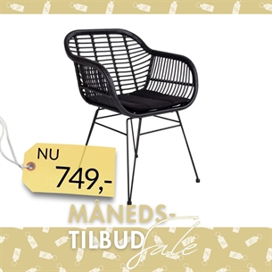 Fletstol med armlæn - Sort