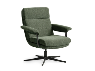 Callum lænestol, moss green og sort stel. Med fodskammel