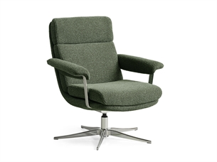 Callum Lænestol. Moss Green og crome stel. Med fodskammel