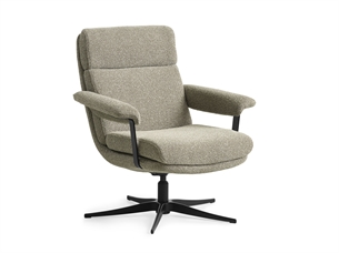 Callum lænestol, Beige med sort stel. Med fordskammel