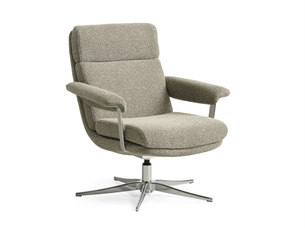 Callum lænestol, Beige med crom stel. Med fodskammel