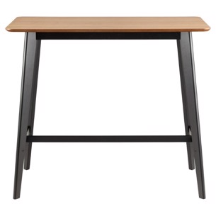 Roxby er et rektangulær barbord,120x60x105xm Top eg Acryl lak egefiner, Stel mat sort