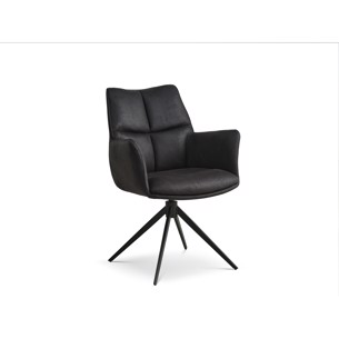 Lily med armlæn i micro leather bull, onyx black/Sort metal drejebase Opdag den moderne