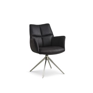 Lily med armlæn bull, onyx black/metal drejebase Opda