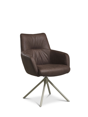 Aimee spisebordsstol med armlæn, Brun med beige stel