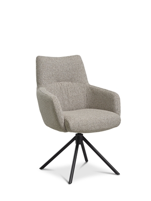 Aimee spisebordsstol med armlæn, Beige med brun stel
