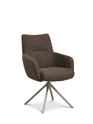 Aimee spisebordsstol med armlæn, Mørkebrun med Beige stel