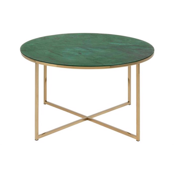 Alisma sofabord -  Grønt glas med marmormønster - Ø:80 H:45 cm.