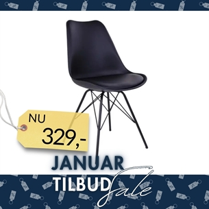 Elba Spisebordsstol – Sort PU Læder & Sorte Metalben