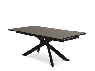 Hudson spisebord, 200(300)*100, Warm grey med sort stel
