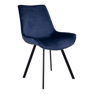 2 stk Drammen - Blå stol i velour med sorte ben