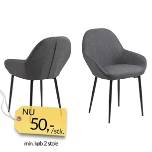 Candis stol med armlæn - Mørkegrå (OBS: 2 stk. tilbage - SKAL AFHENTES I HORSENS)