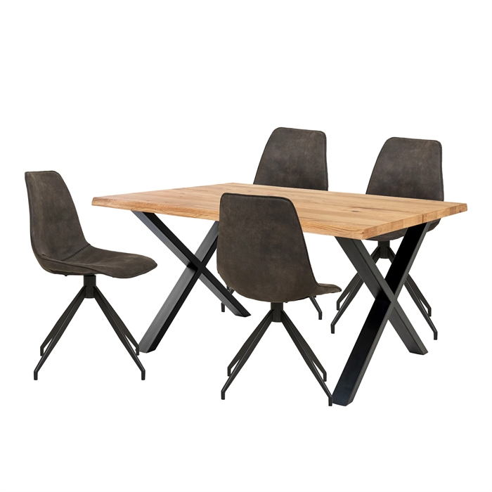 Toulon og Monaco Spisebordssæt, Eg/grå - bord + 4 stole