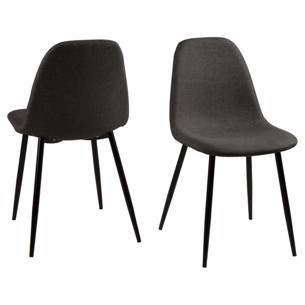 4 stk Wilma - billig stol i grå stof på sorte ben 