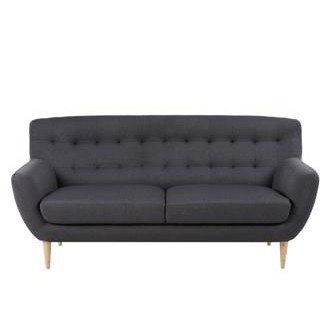 Oswald sofa i retro design med Syninger -  Mørkegrå - L185 x H87 cm. Dybde 84 cm.