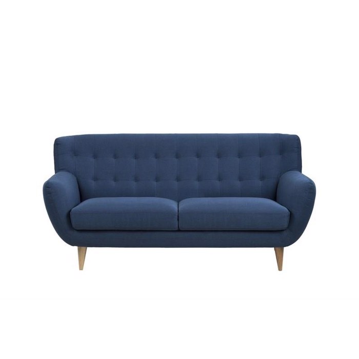 Oswald sofa i retro design med Syninger -  Blå - L185 x H87 cm. Dybde 84 cm.
