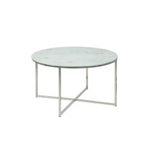 Alisma sofabord - Hvid marmor print og Krom stel - Ø:80 H:45 cm