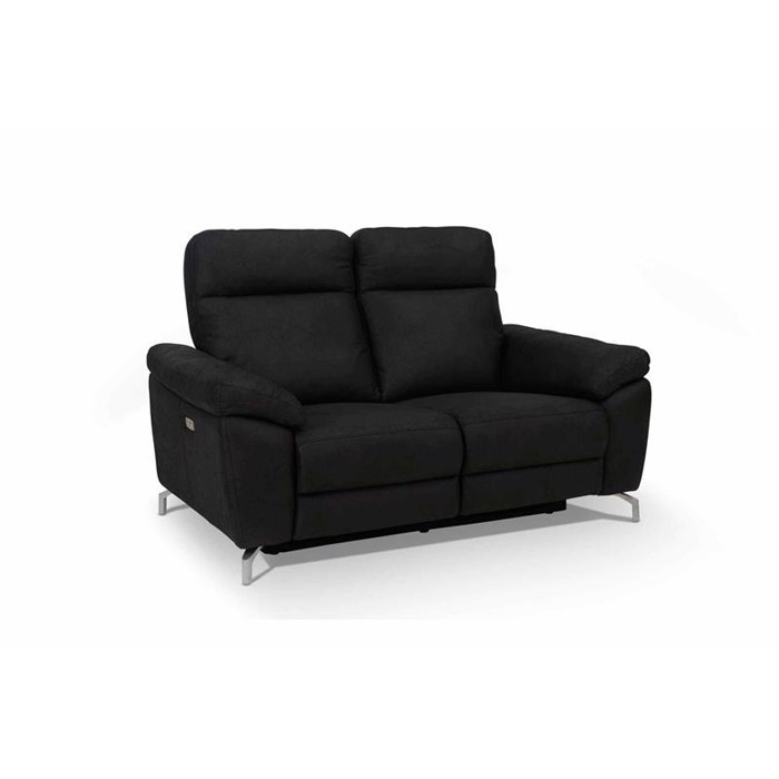 Sofa - I sort stof m. recliner til 2 personer