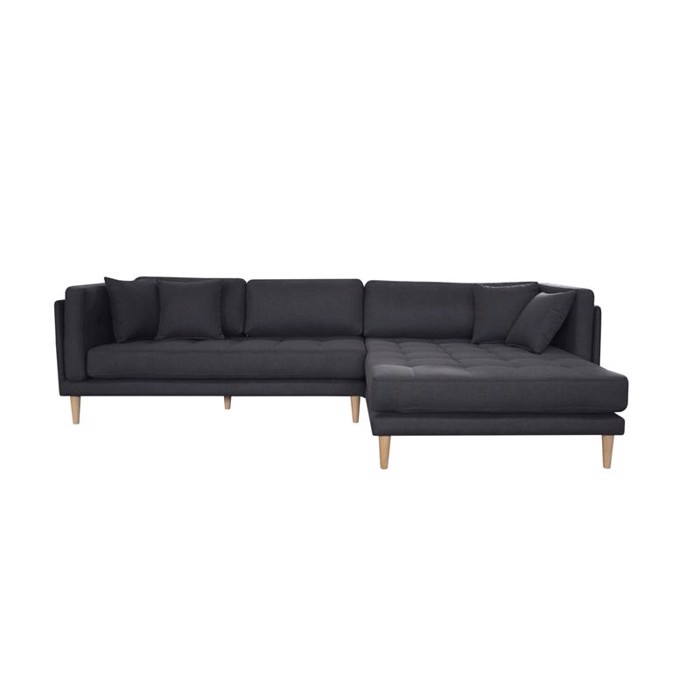 Tampas - Chaiselong sofa i mørkegrå stof