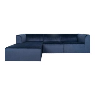 Alba Lounge Sofa venstrevendt - Mørkeblå Velour