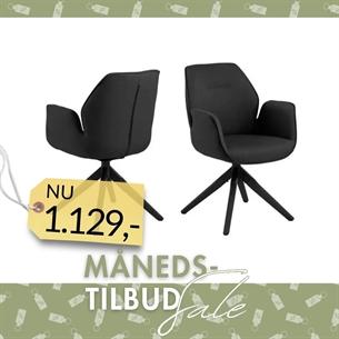 Aura spisebordsstol m armlæn og dreje funktion Mørkegrå og sorte ben