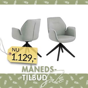Aura spisebordsstol m armlæn og dreje funktion lysegrå med sorte ben