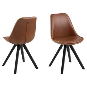 Dima Spisebordsstol vintage brun PU læder  oliebehandlede ben 