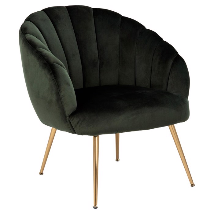 Daniella lounge stol - mørkegrøn velour
