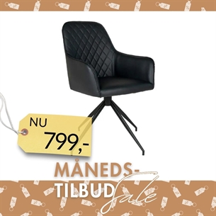 Harbo Spisebordsstol m. Drejefod - Sort pu