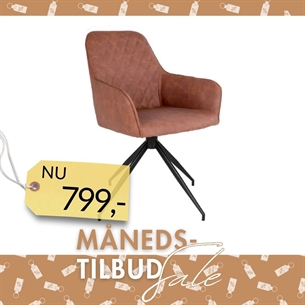 Harbo Spisebordsstol m. Drejefod - Brun PU Læder