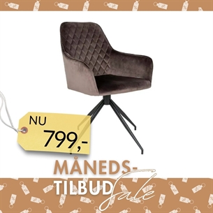 Harbo Spisebordsstol m. Drejefod - Mushroom velour