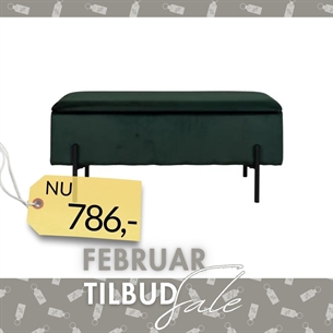 Watford Bænk m. opbevaring - Grøn velour 